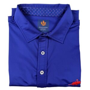 Donald Ross Sport Polo Shirt Mens Medium Blue Short Sleeve Golf Logo Oak‎